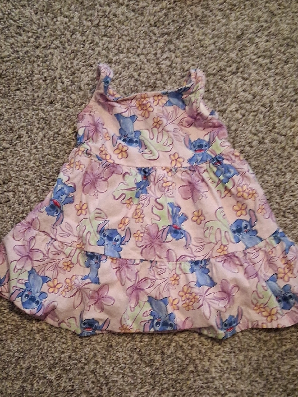 Disney Pink Floral Lilo & Stitch Sundress with Blue Characters